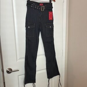 Milly Black Cargo Pants With Belt size 7/8